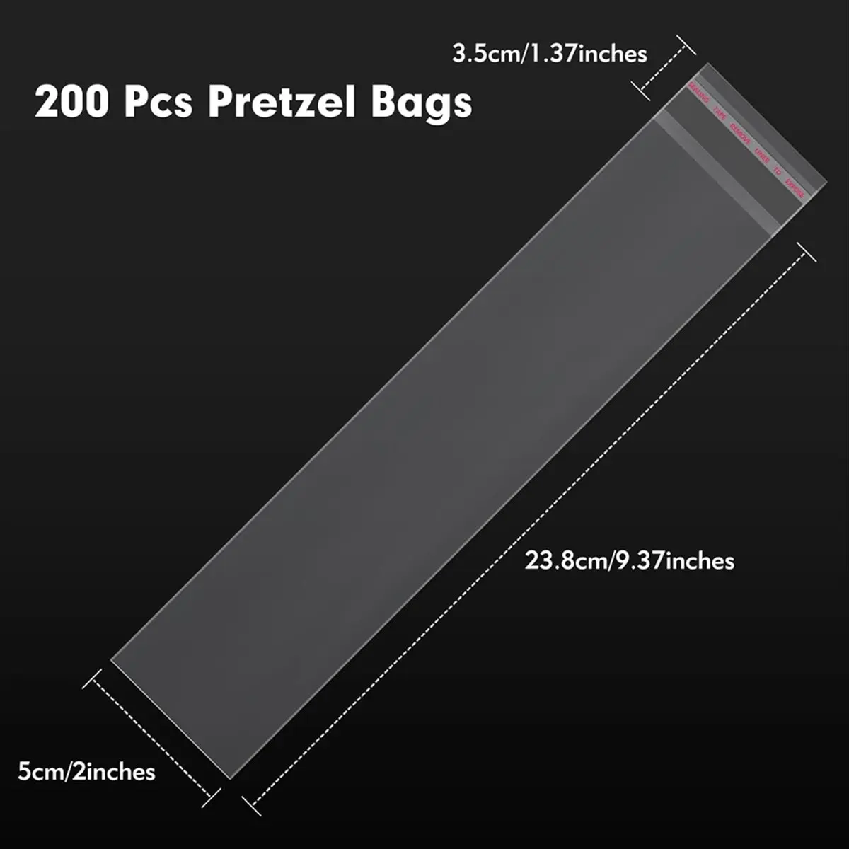 ABUA 300 Bolsas Individuales Autosellables de 2x10 Pulgadas para Pretzels, Bolsas para Envolver Palitos de Pretzel y Dulces para Chocolate, Galletas