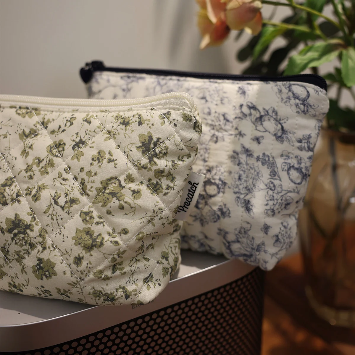 Travel portable flower floral cosmetic bag fabric printing skin care products dormitory multifunctional girls zipper storage bag