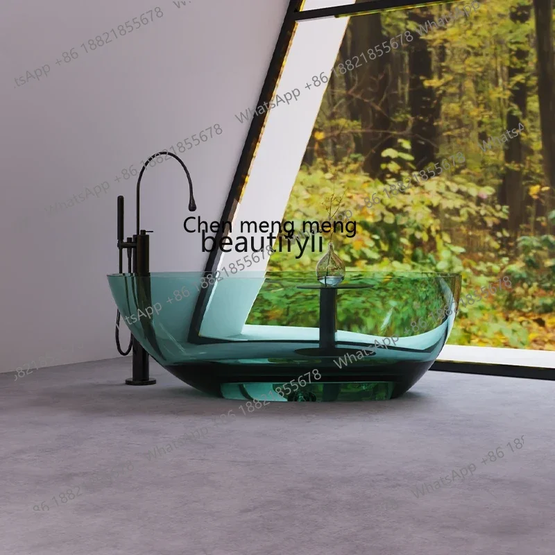 

X Q Qimeishi oval pure resin color transparent crystal bathtub freestanding hotel bathtub