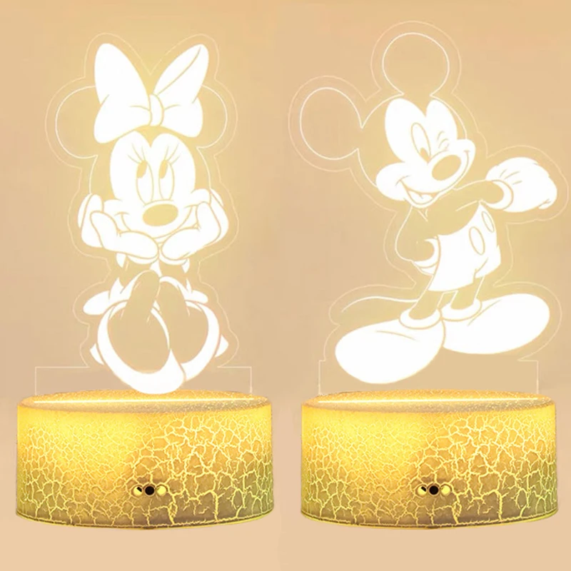 

16 Color Remote Control Touch Lamp Mickey Minnie Mouse Night Light Disney Miniso USB Sleep Lights Home Ctue Decoration Kids Gift