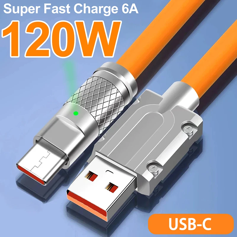 120 W 6A Silikon USB Typ C Ladegerät Datum Kabel Für iPhone Samsung Xiaomi Huawei 180 Rotierenden Ultra schnelle Lade USB C Draht Kabel