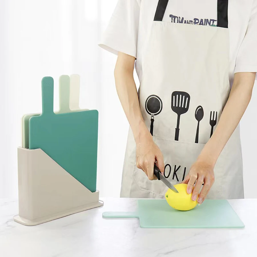 4PCS kitchen sorting cutting board with drain storage rack Fruit and vegetable set complementary food home cutting board