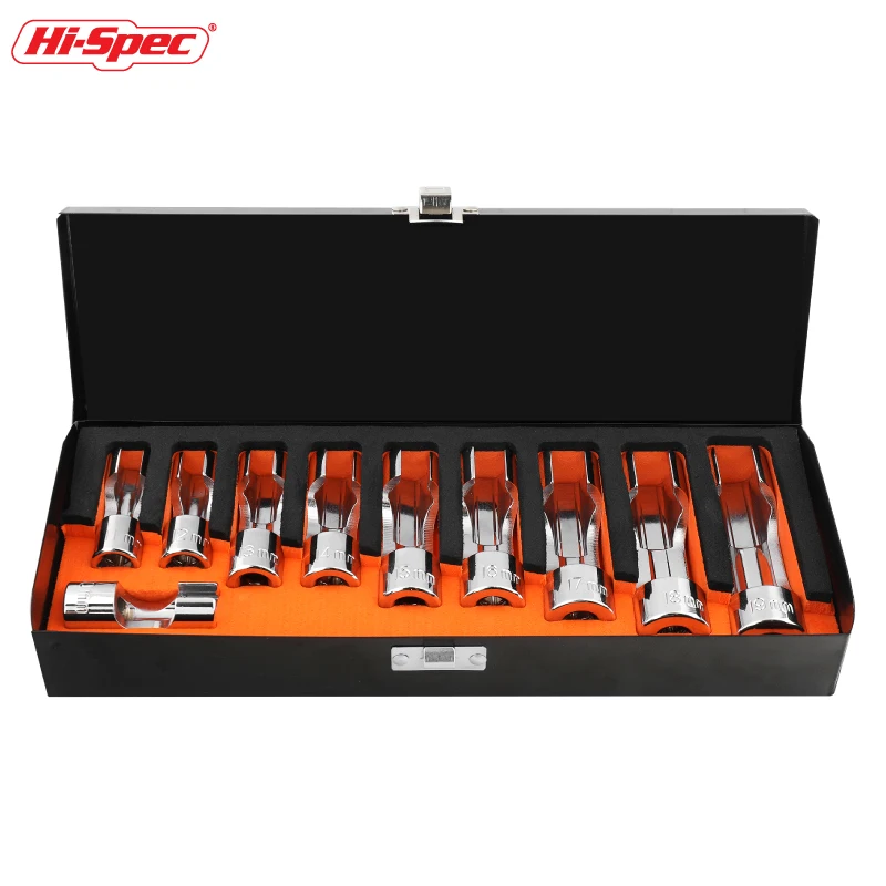 Hi-spec-fuel Line Remoção Open Socket Grupo Porca União Tubo de Óleo Manga Remoção Ferramentas Reparação Car 10 Pcs