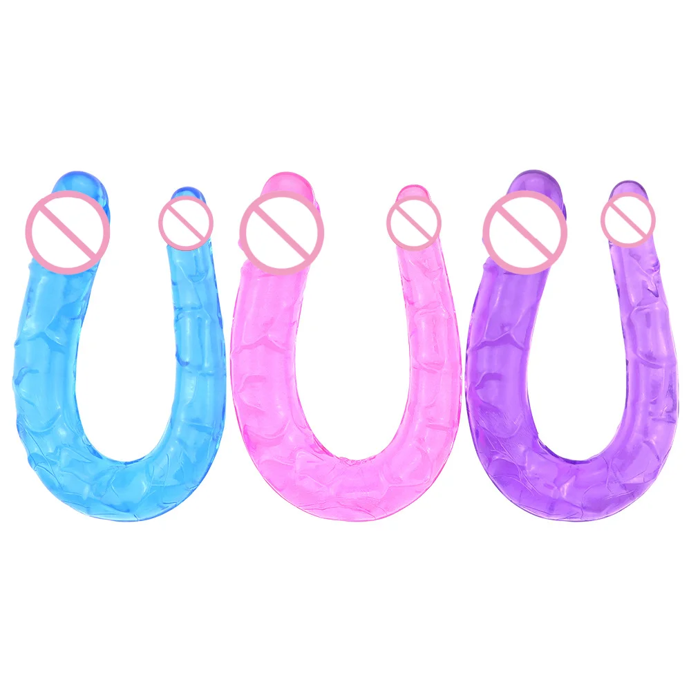 1PC Pink Soft Jelly Double dildo Vaginal Artificial Sex Toy Store Couple Female Gay Masturbator Anal Plug U-shaped