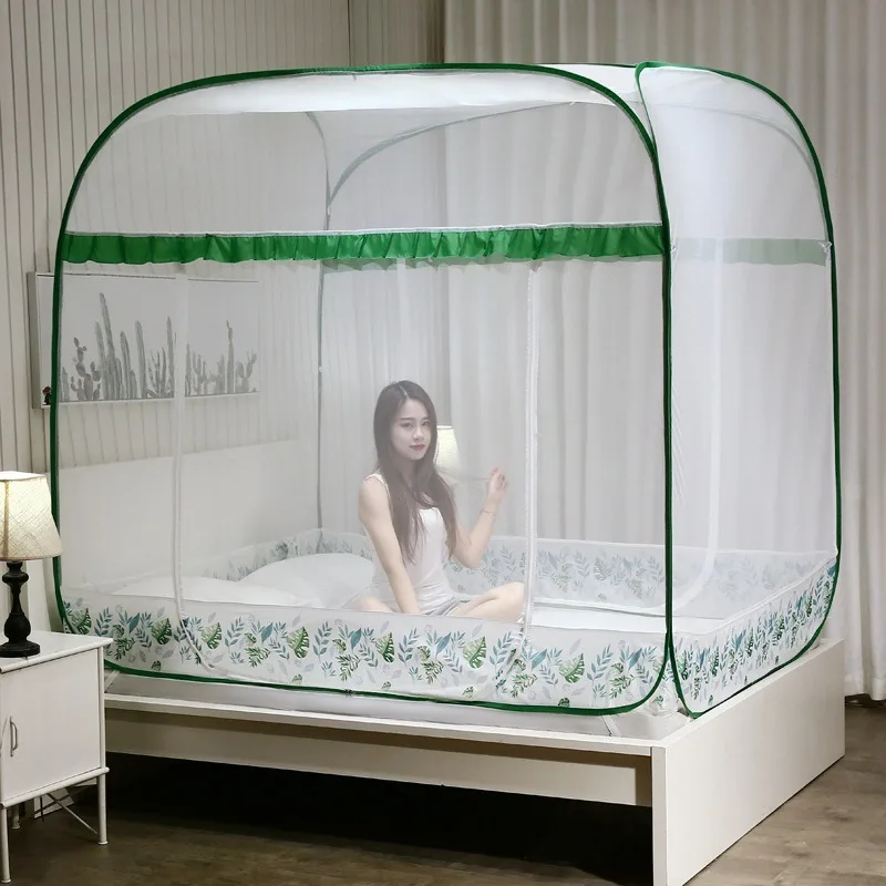 Mosquito Net No Installation Household Mongolian Yurt Mosquito Tent for Bed 3-Door Zipper Stundent Dormitory Bed Room Decoration