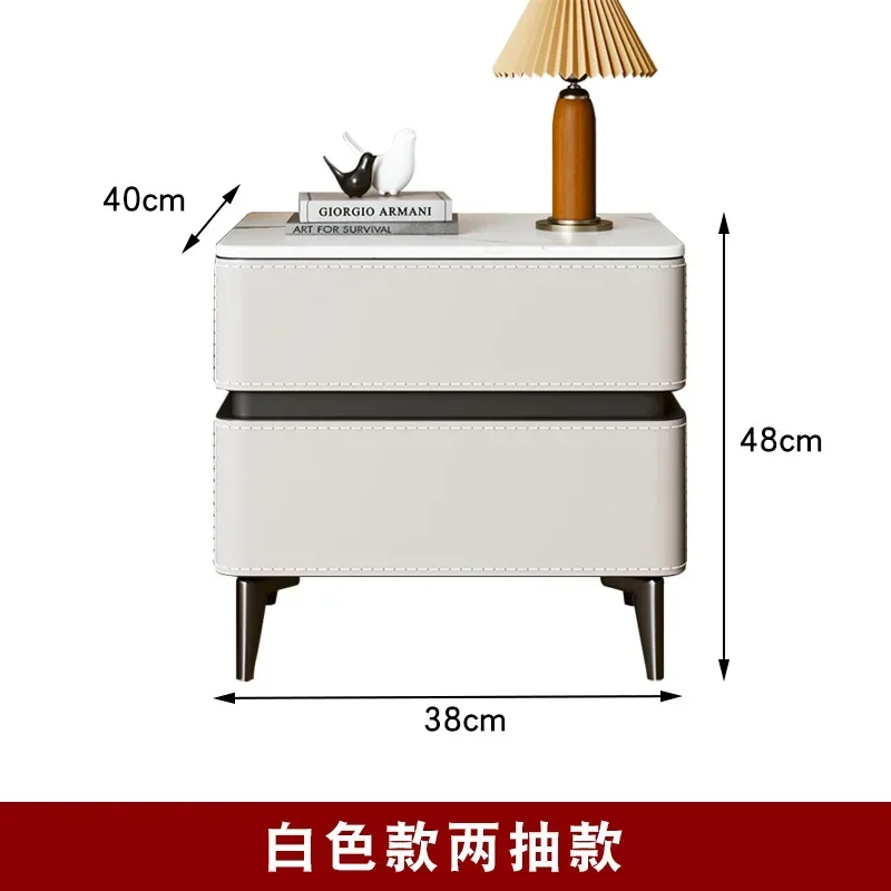 غرفة نوم رئيسية من الجلد ذات سرج خفيف فاخر غير لامع وخزانة تخزين راقية إيطالية بسيطة #6