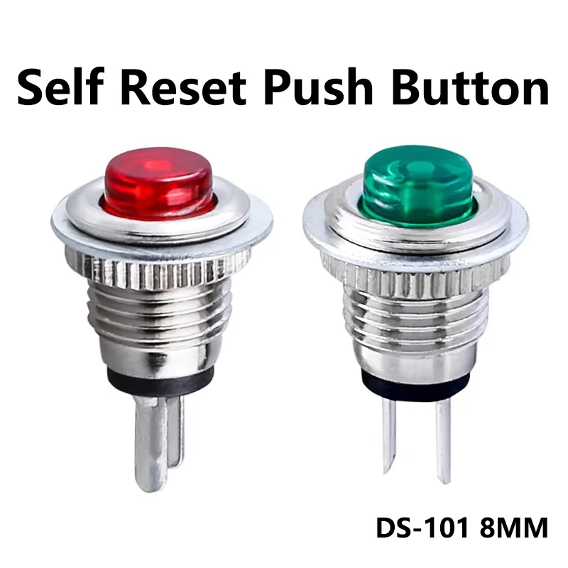 5/20/100PCS DS-101 8mm Mini Reset ON/OFF Push Button Switch  Lockless Momentary Micro Normally Open Switch 2Pin