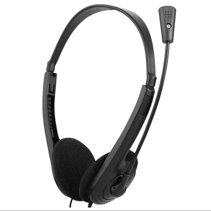 Wired Stereo Headset Earphone 3.5mm With Microphone Adjustable Headband Noise Cancelling For Computer Laptop Desktop PC