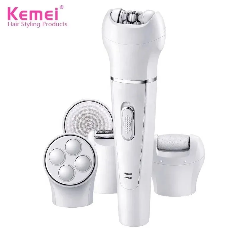 Kemei KM-2199 5 in 1 Full Body Shave Facial Cleansing Massage Ladies Care Set Painless Epilator