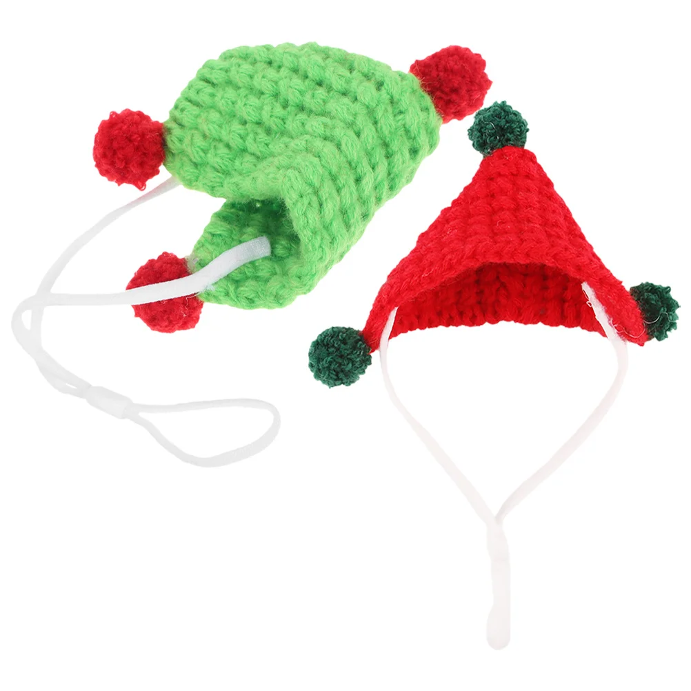 

2Pcs Mini Pet Hat Knitted for Hamster Guinea Pig Tiny Animal Fashion Headwear Soft Triangular Design Ideal for Photography