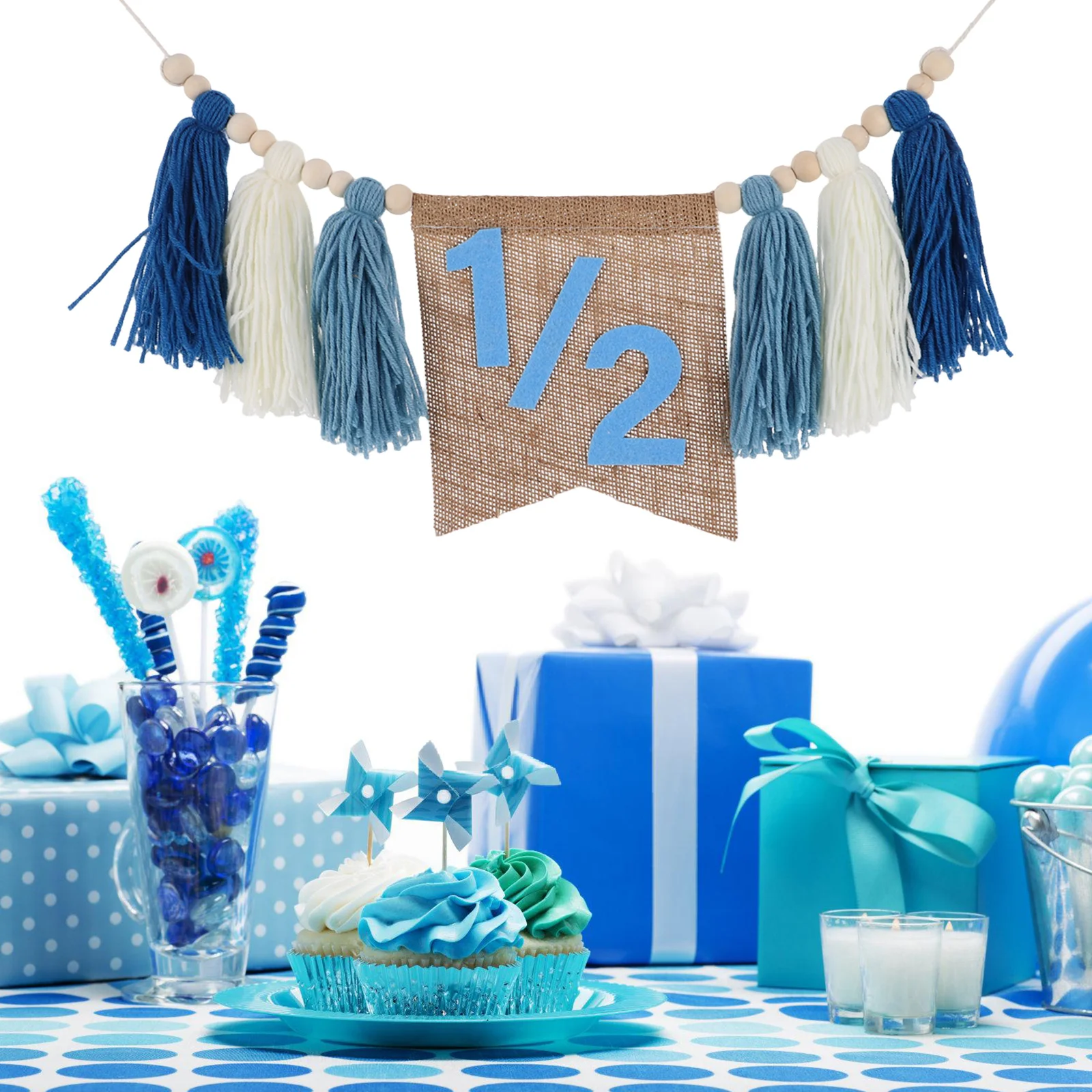 

Half Birthday Banner Boho Style Wooden Beads Tassels Garland Baby Shower Happy Birthday Banners High Chair Tassel