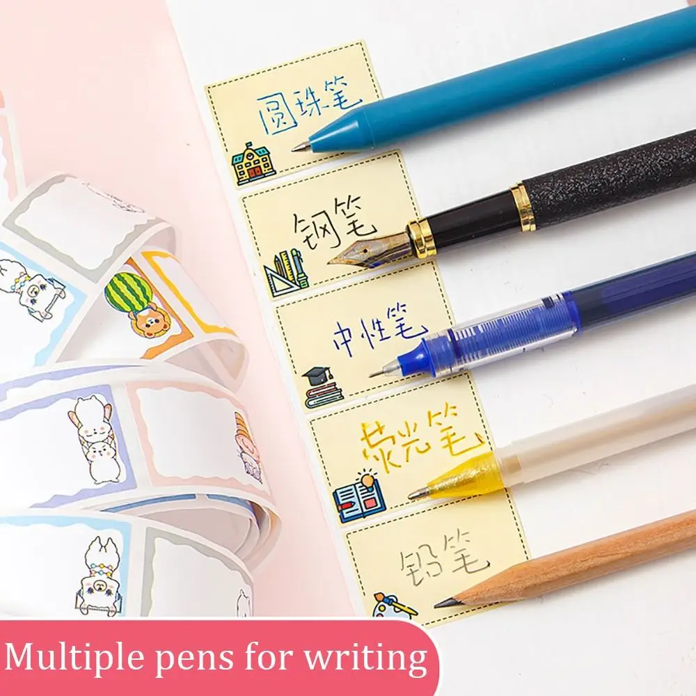 

350Pcs/Roll Custom Name Sticker 8 Patterns Self-adhesive Labels Sticker Cartoon Student Stationery Tag Sticker Office