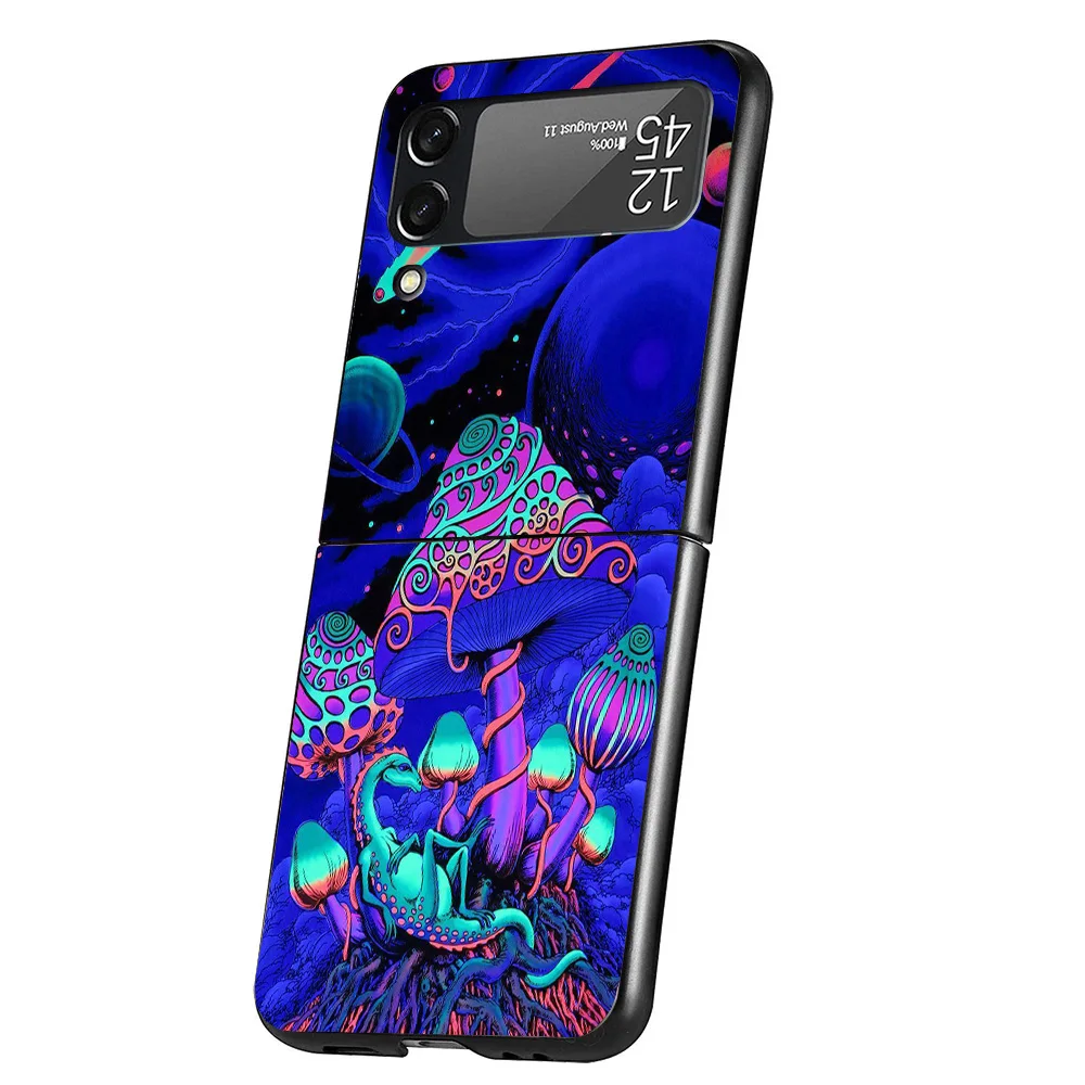 Weird Mushroom Psychedelic Cover Phone Case For Samsung Galaxy Z Flip 6 5 4 3 5G Flip6 Flip5 Flip4 Flip3 Black Hard Fundas Shell