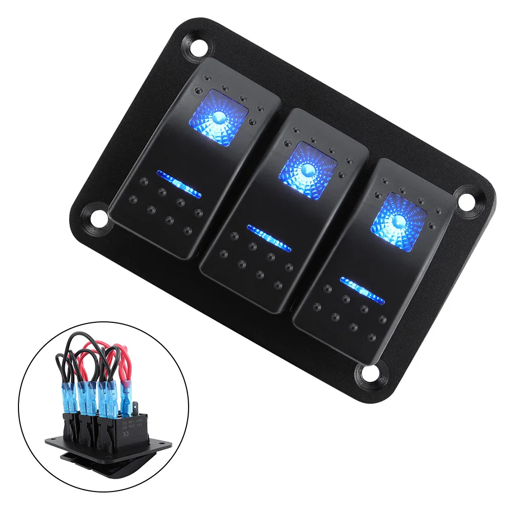 

Цвет, черный, панель кулисного переключателя, 3-клавишная панель тумблера, 12 В, 24 В, переключатель 10 А, 20 А, рейтинг ампер, антикоррозийная