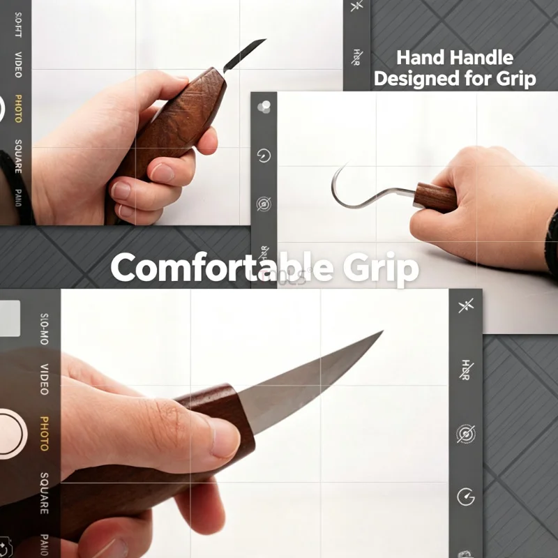 Wooden Craft Carving Kit Curved Spoon Chisels Hand Scraping Whittling Knives DIY Woodworking Tools for Parent Child Hobby Tool