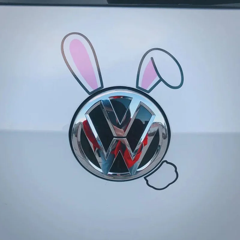 2PCS Logo Decorative Stickers Creative Body Stickers Cute Rabbit Ears Cat Tail Personality Decorative Logo Modified Car Stickers