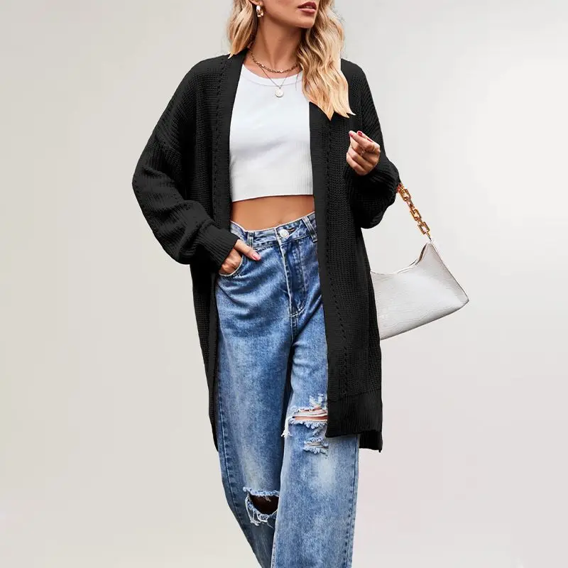 2025 Winter/ Autumn New Style Sweater - Pure Color Loose Knitted Cardigan with Pockets and Outerwear