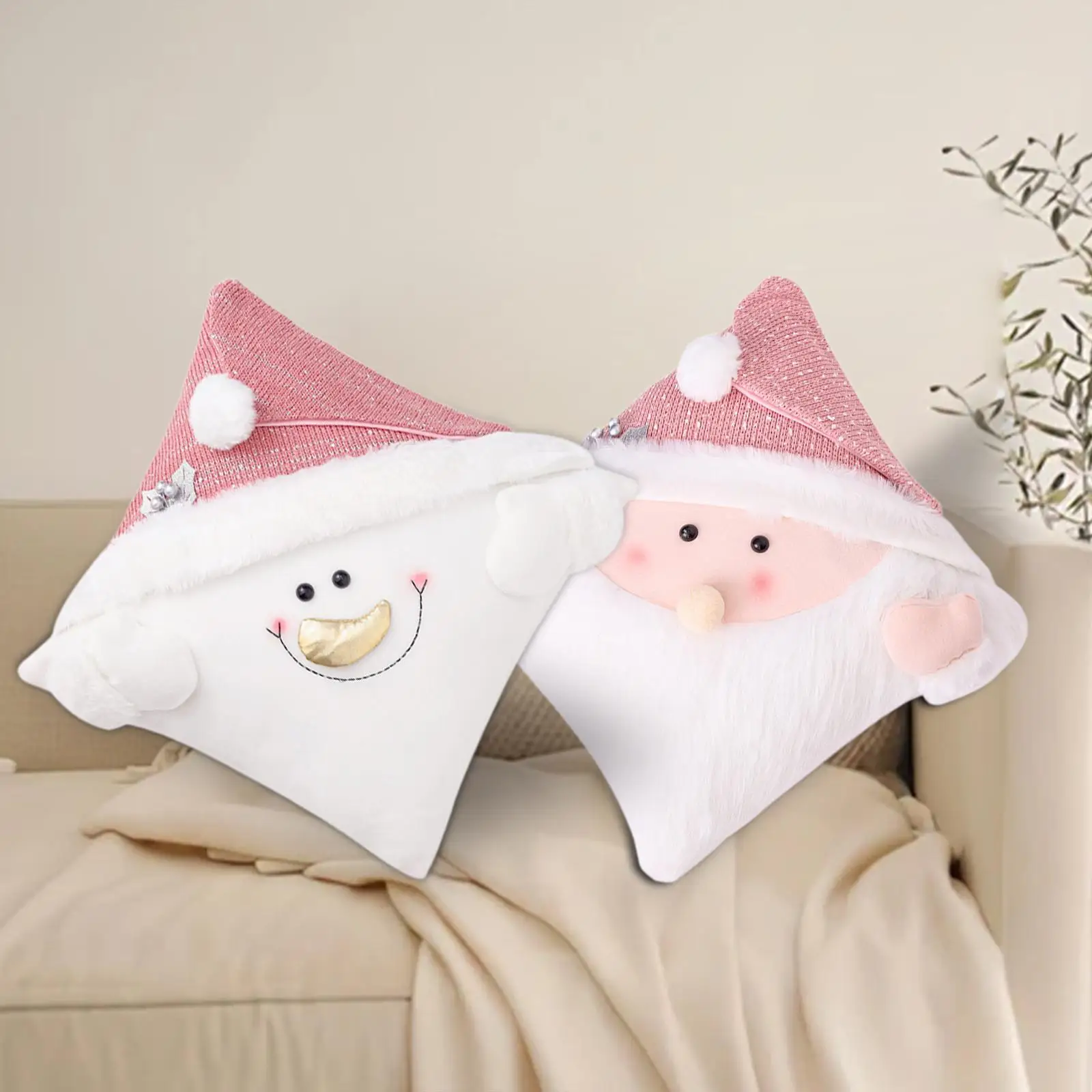 Christmas Pillow Cover Farmhouse Zipper Modern Pillowcase Cover Soft Xmas Cushion Cover Throw Pillow Cover for Bed Hotel Bedroom