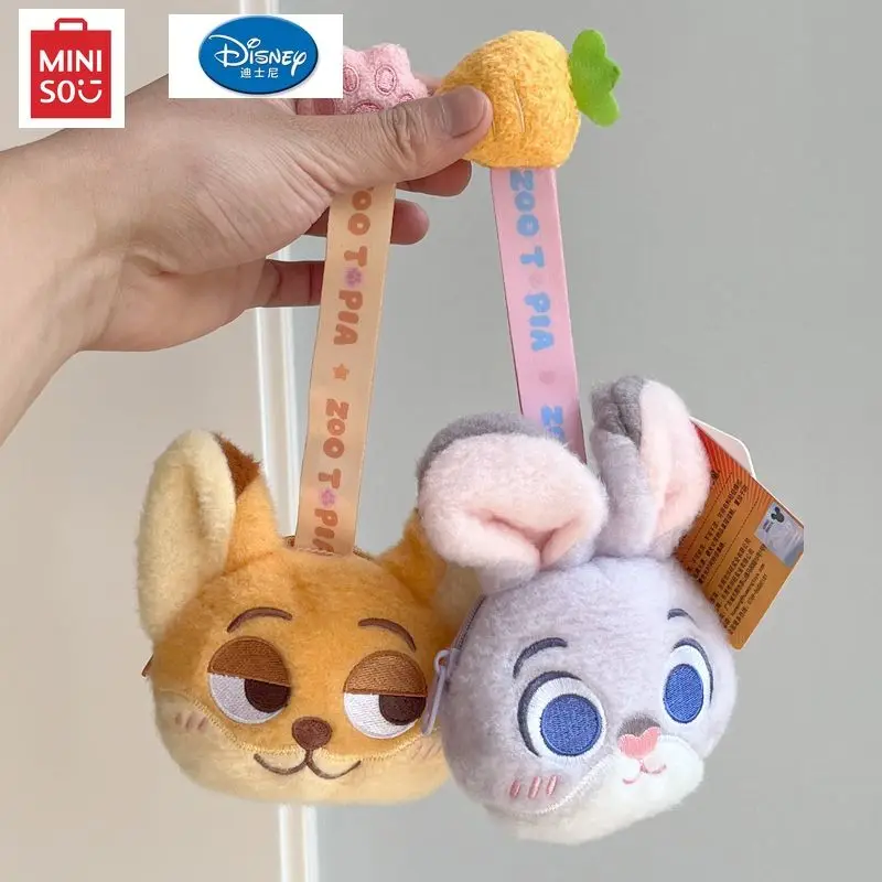 Miniso Disney Zootopia Plush Pendant Nick Judy Wallet Earphone Pack Plush Keychain Doll Couple Gift Cute Bag Pendant Decoration