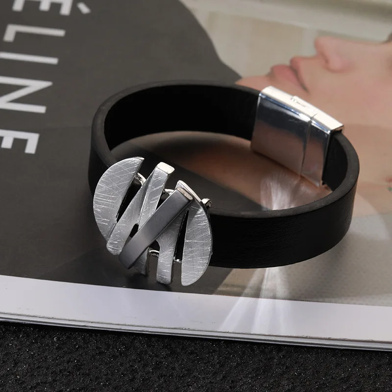 DIY accessories hot sale European and American original hollow brushed geometric alloy jewelry high-end simple women's brace