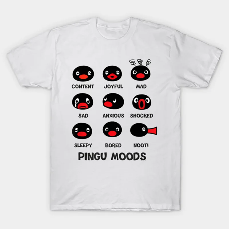 0330 Noot Noot Pingu Meme Gift t shirt for men Funny cartoon Graphic Clothes 100% cotton printed Y2K clothing Large size tee