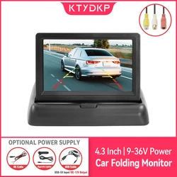 KTYDKP Car Folding Monitor Screen with 2 Way Video Input for Vehicle Rear View Camera Parking Backup Reverse 4.3 Inch Display
