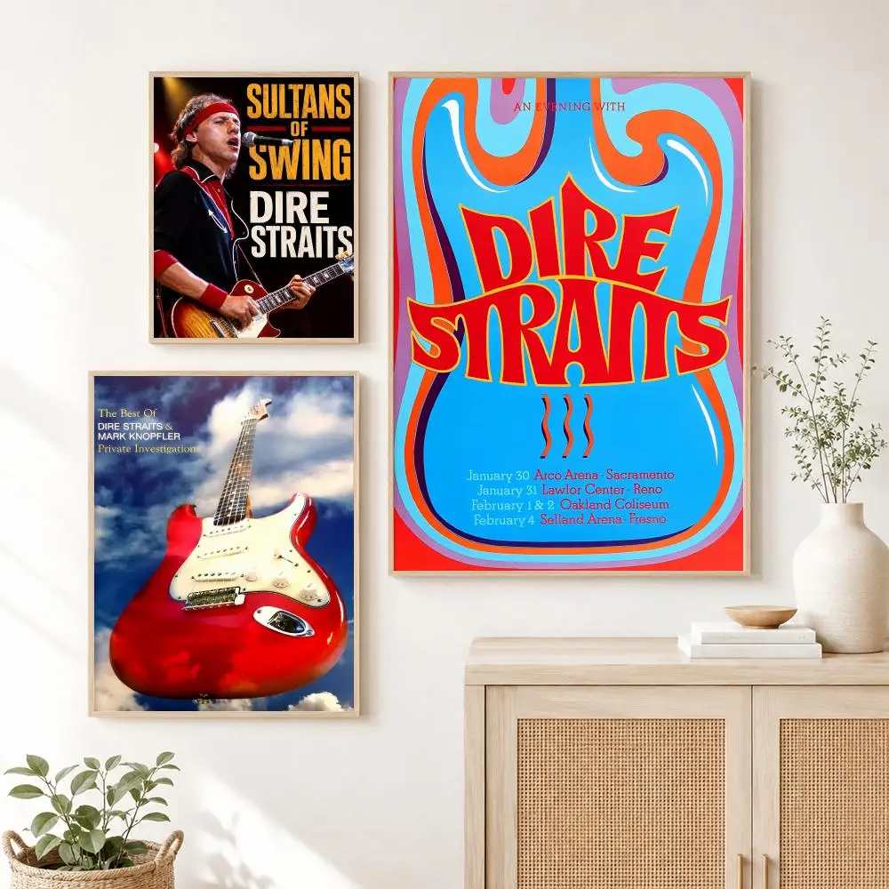 Pop Music D-Dire Straits Poster Self Adhesive Wall Art Decor for Bedroom Living Room Office Home Decor Gift