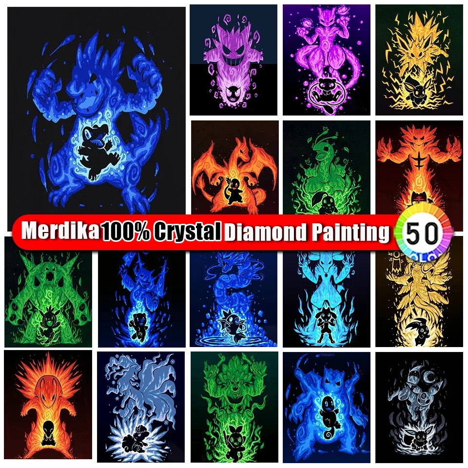 

100% Crystal Diamond Painting Pokémon Full Square Round Diamond Embroidery Anime Cross Stitch Mosaic Kit Home Decor Kids Gifts
