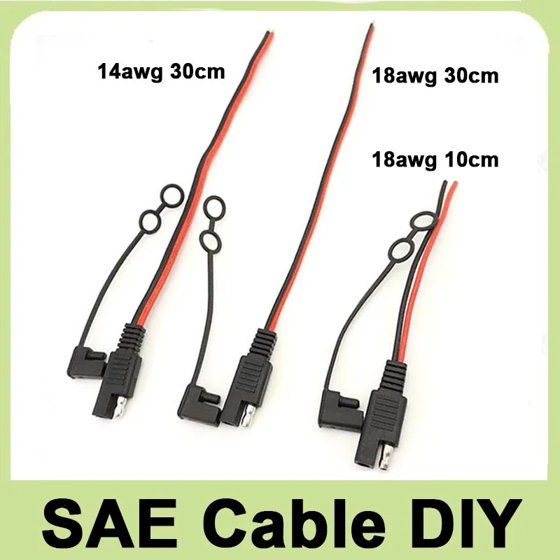 Female Plug Solar Battery Wire 2 Pin 18AWG 10A 14AWG 20A SAE Cable DIY Power Automotive Extension Cable Quick Disconnect