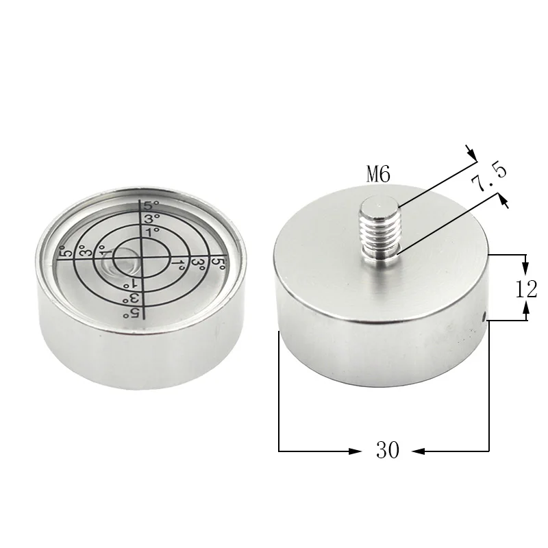 Dia 30mm Round Bubble Level with M6 M8 Screw Circular Nivel Bubl Blister Bead with Nail Leveler Leveling Tool Inclinometer 1PCS