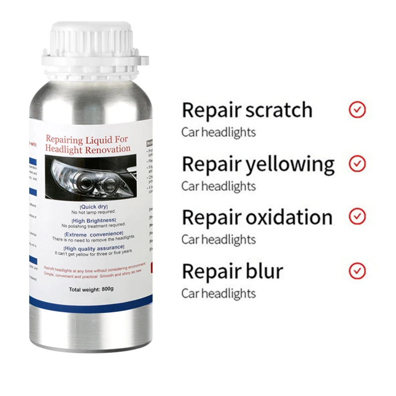 800ml Car Headlight Polishing Evaporative Liquid Headlight Cleaning Restoration Liquid, Car Refurbishment Auto Parts Headlights