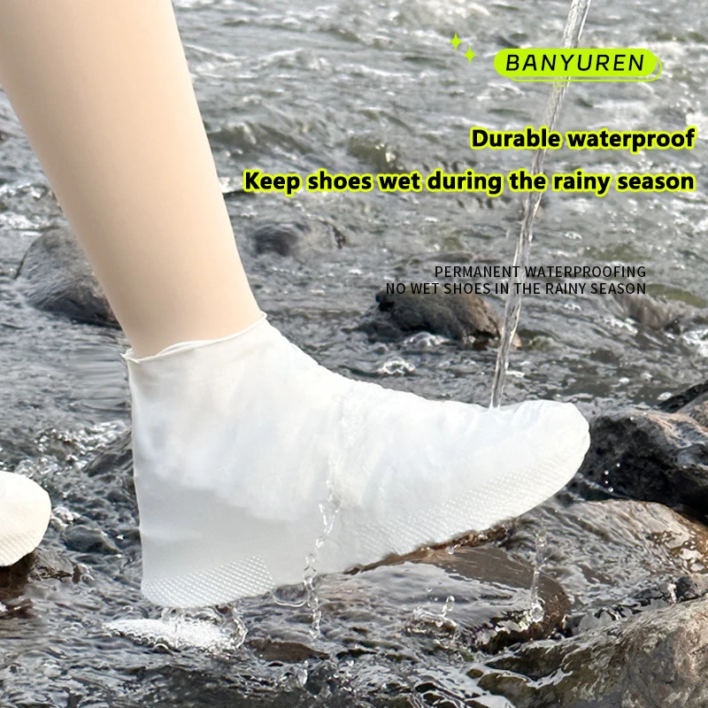 1 Pair Unisex Waterproof Silicone Shoe Cover Reusable Non-Slip Rain Boots Outdoor Rainy Day Protector Shoes Cover
