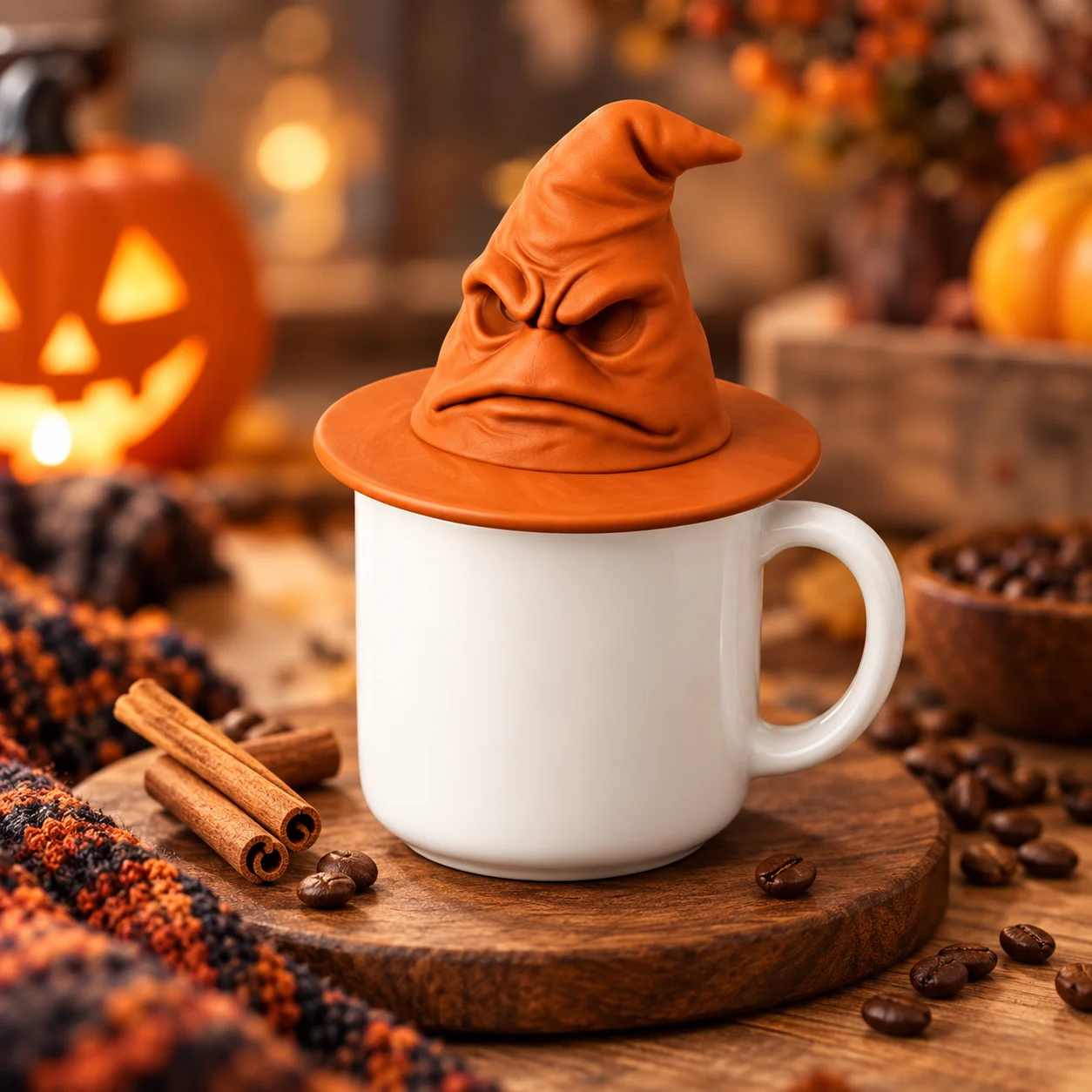 3D Printed Witch Hat Mug Cover, Funny Wizard Hat Cup Lid, Halloween Coffee Cup Topper, Creative Desk Decor Gift, Mug Not Include