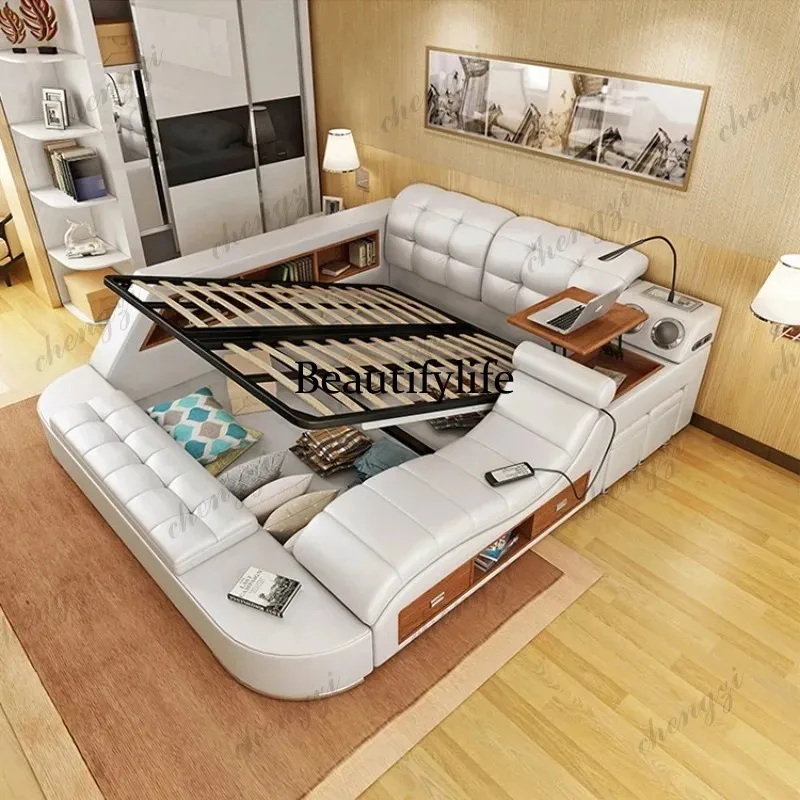 E182 Comforter Multifunctional Bed Luxury Platform Bedframe Bedroom Double Bed Full Size Monster Camas De Dormitorio
