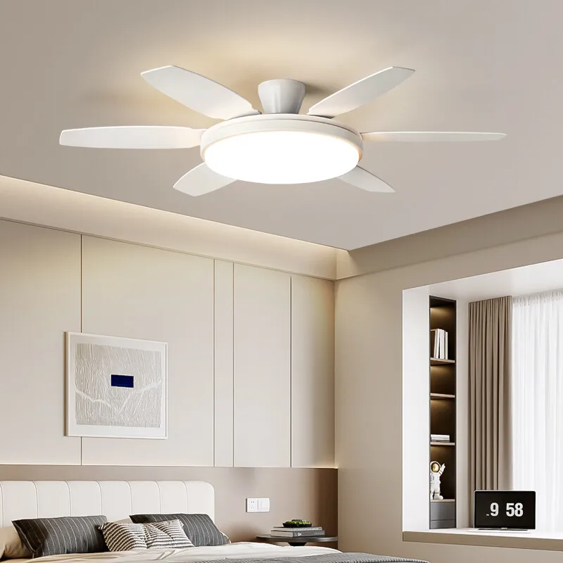 Simple Living Room Fan Lamps Big Wind Silent Electric Fan Integrated Eye Protection Lamp Cream Wind Modern Indoor Lighting Lamps