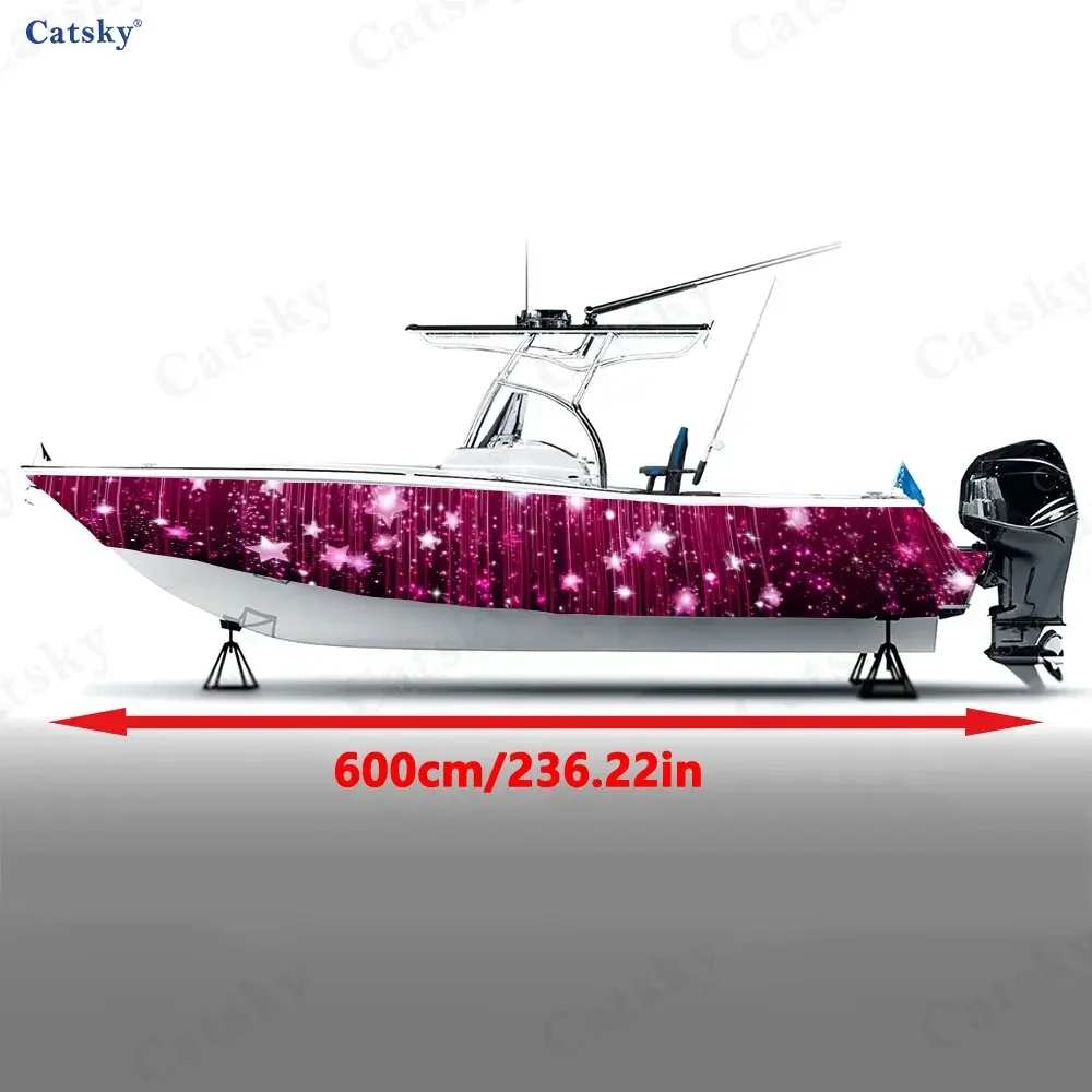 Dreamy Star Curtain Boat Stickers, PVC Waterproof Durable Vinyl Wrap Decals for Fishing Boats, Durable and Stylish Design