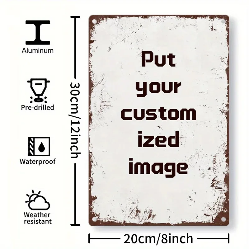 Custom Picture Tin Sign - Vintage Durable Metal Plaque Wall Decor, Personalized 8x12 Inch Aluminum Home Wedding Gift Wall Art