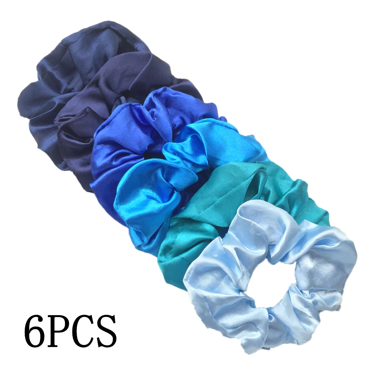 6 stks/partij Haar Scrunchies Bands Scrunchy Ties Touwen Paardenstaart Houder voor Vrouwen of Meisjes Accessoires Satijnen Hoofddeksels Effen 100 Kleur
