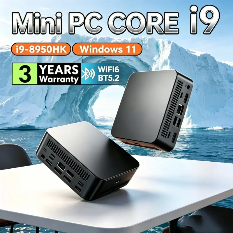 

2026 Seraphic Petite MINI PC Windows 11 Pro Core I9 8950HK RAM 1TB SSD WIFI 6 BT5.2 4K HD Effulgent Multimedia Gaming
