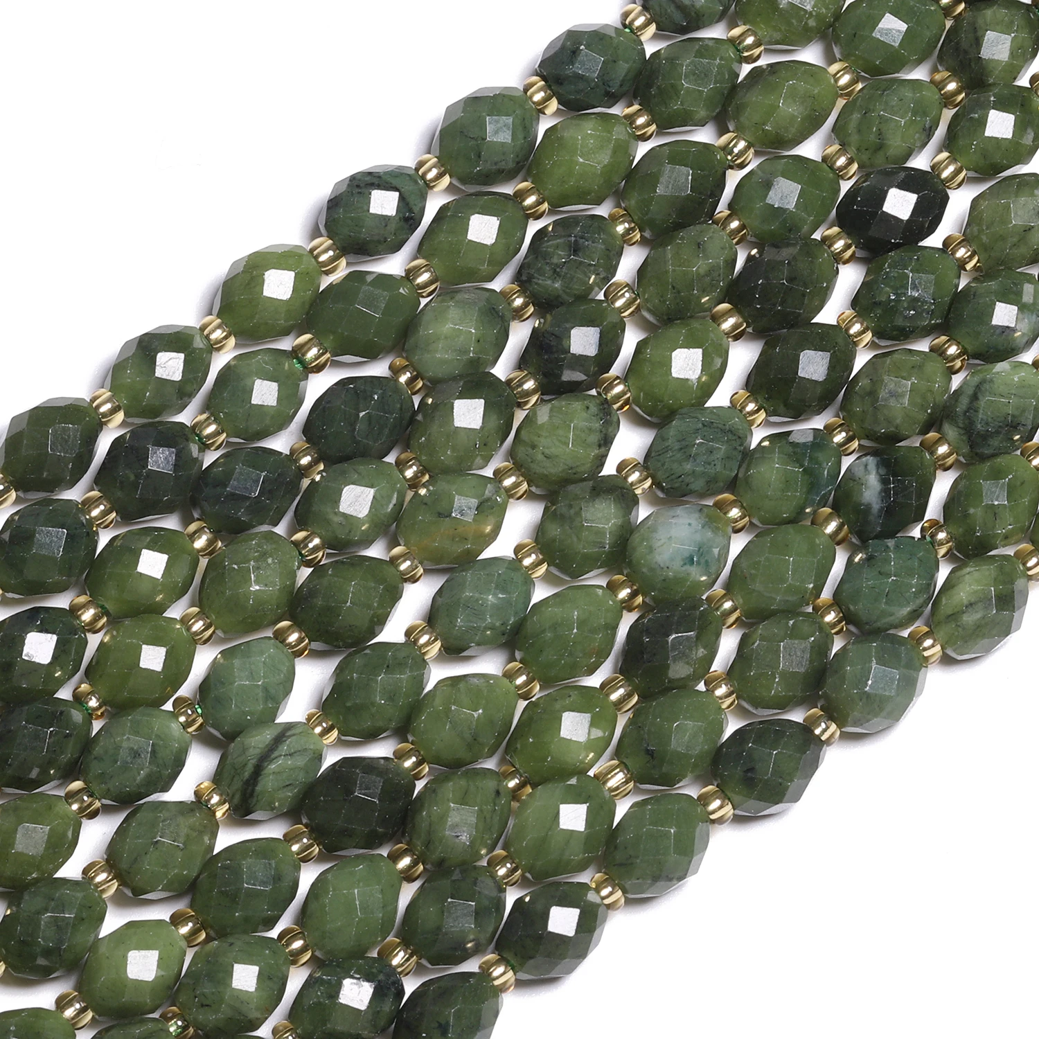 8x6mm Faceted Oval Stone Bead Natural Canadian Jade Rice Shape Spacer Bead For Jewelry Making Diy Bracelet Accessories 7.5\'\'