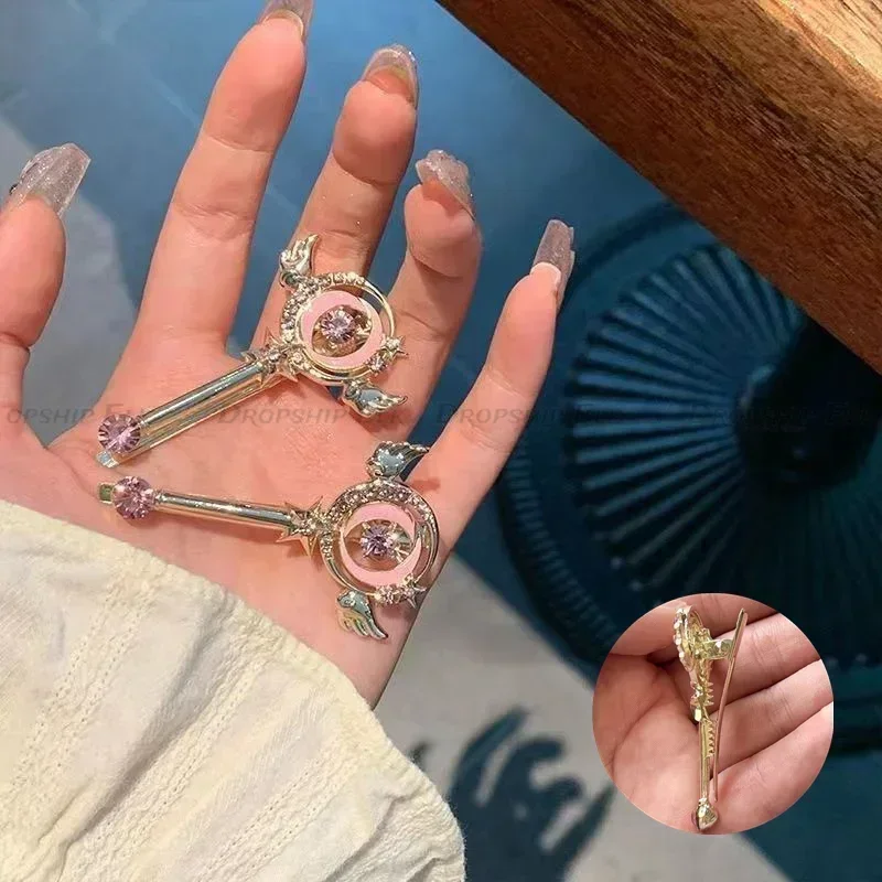 Pince à Cheveux en Forme de Bec de Canard, Anime, Sakura, Rose, Aile d'Ange, Bijoux Cosplay, Baguette Magique, Printemps, Ornement