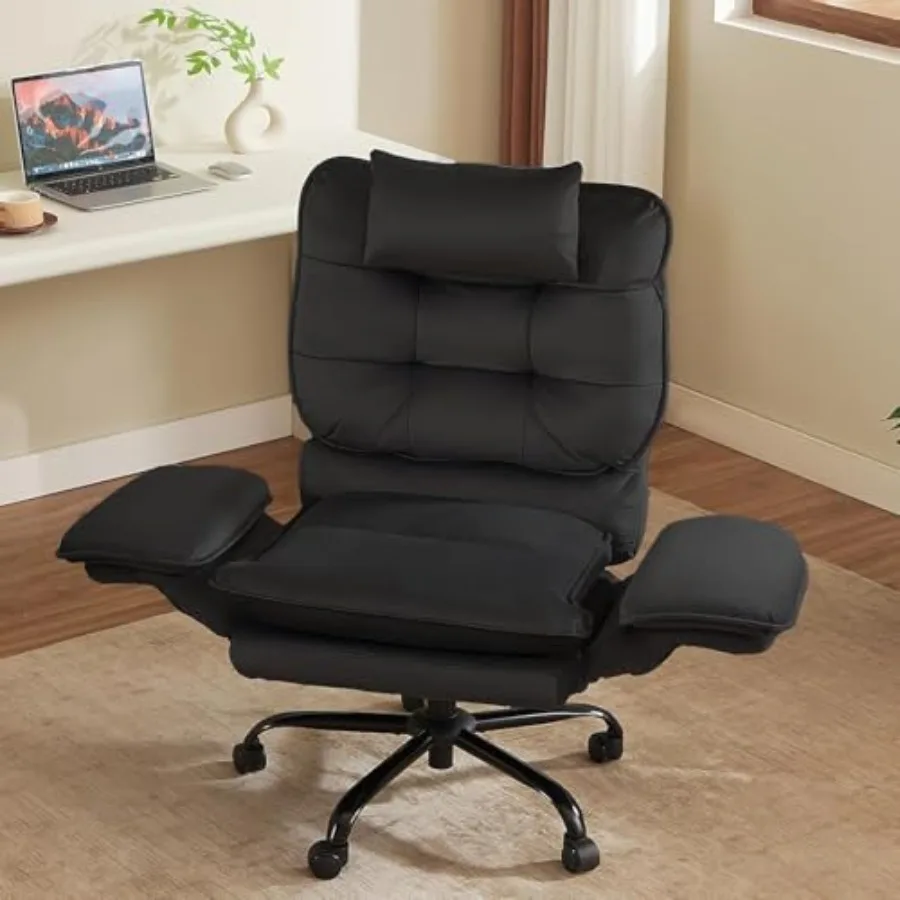 Criss Cross Chair with Flip-Up Armrests and Headrest for office use, metal frame, black, ergonomic design