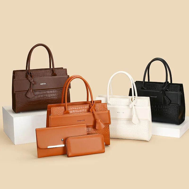 

Retro Faionable Ladies Tote Bag Casual Simple Handheld oulder Crossbody Bag for Commuting Pure Color PU Leather Bag