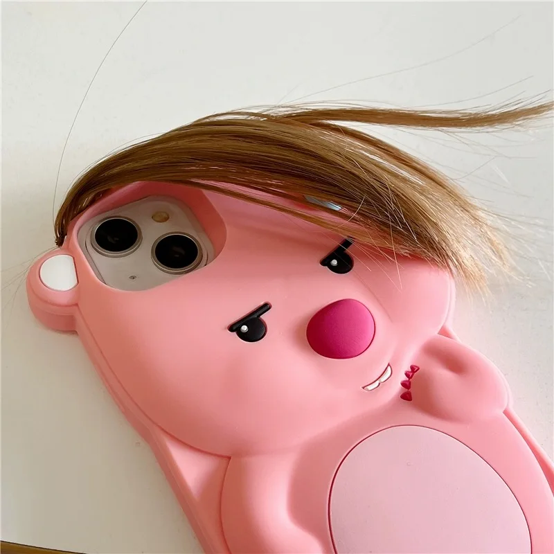 Cute Cartoon Funny Bangs Loopys Stereoscopic Phone Case for IPhone 15 14 13 12 11 Pro Max Soft Silicone Back Cover Gift