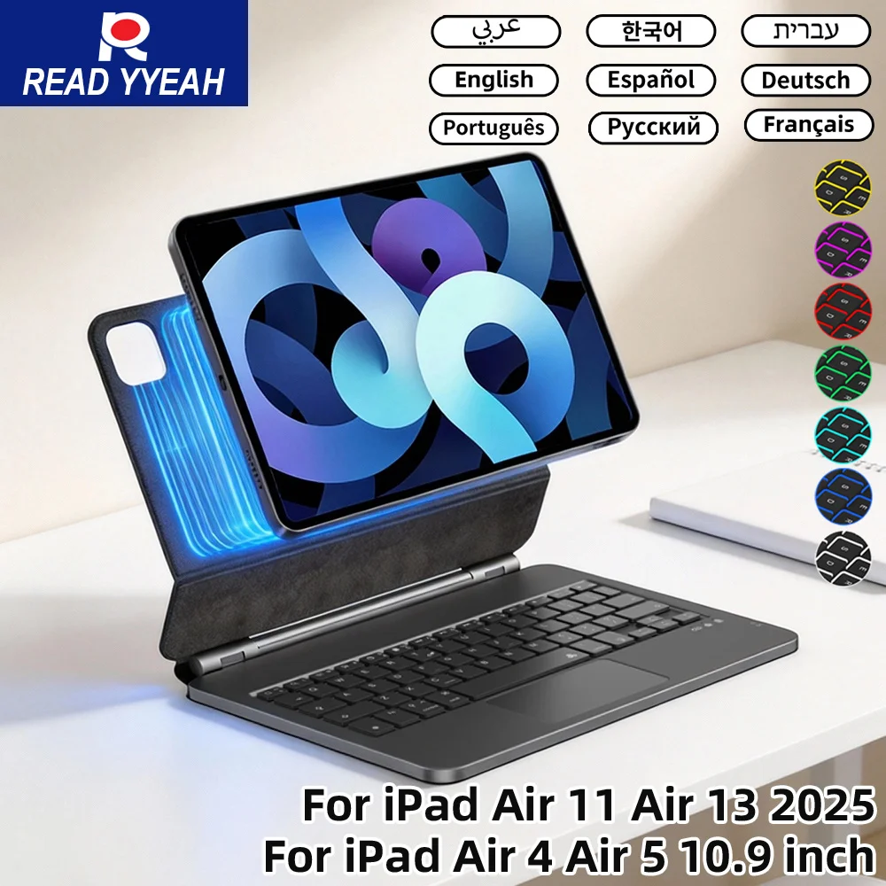 

Magic Magnetic Keyboard for iPad 10th 11th Case for iPad a16 A3354 A3355 A3356 A2696 Smart Case Book Cover Spanish Korean