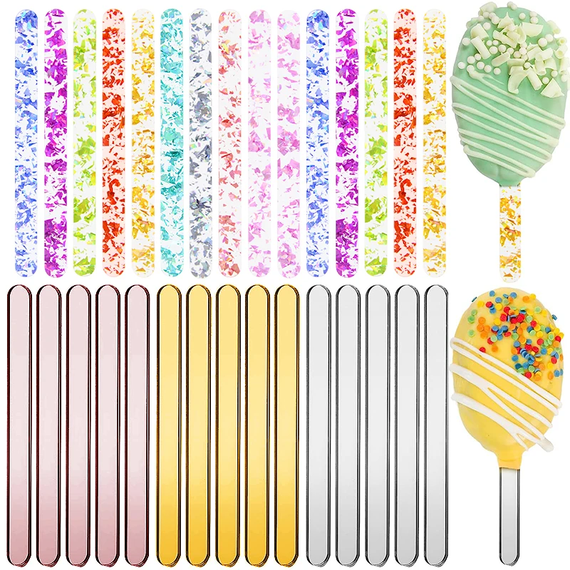 10pcs Reusable Acrylic Ice Cream Sticks Sequin Candy Lollipop Rod Popsicle Sticks For Hawaii Wedding Birthday Party Supply Craft