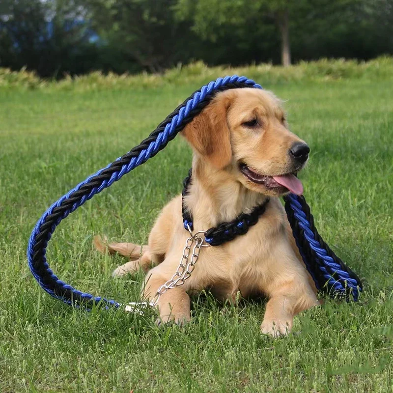 130cm Pet Dog Leash Double Row Adjustable Pet Collar Nylon Leash Double Colors Canvas For Medium Large Dogs Accessoires Hot-Sale