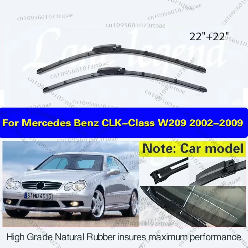 

For Mercedes Benz CLK-Class W209 C209 CLK 200 240 270 280 320 350 500 550 55 63 AMG 22"+22" Front Wiper Blades Window Rain Brush
