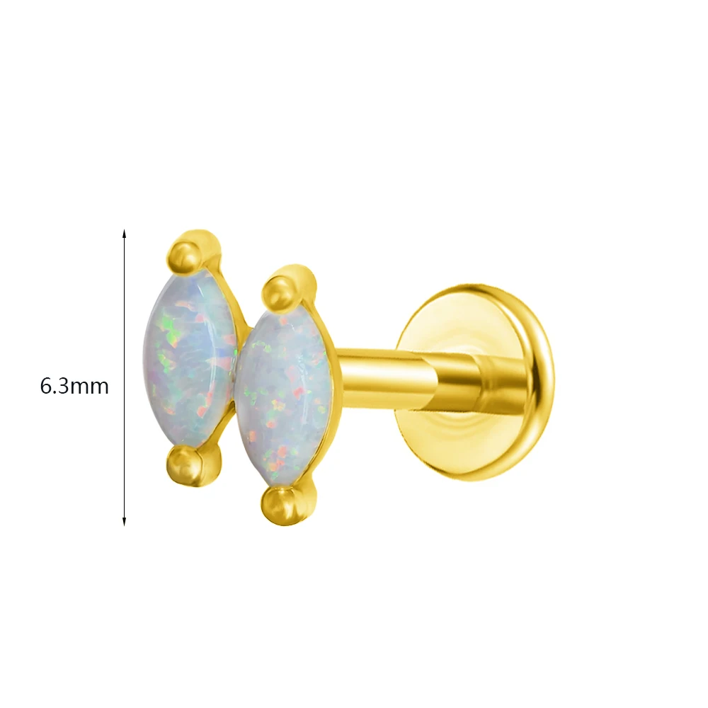 ASTM F136 G23 التيتانيوم القمر ثقب أوبال القرط مسمار دائرة دفع في الخيوط مسدس Labret 16/18/20 جرام الغضروف مجوهرات للجسم