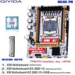QIYIDA X99 Motherboard set LGA2011 3 kit With Xeon E5 2680 V3 CPU Processor support DDR4 RAM Memory 16GB NVME M.2 NGFF X99C612